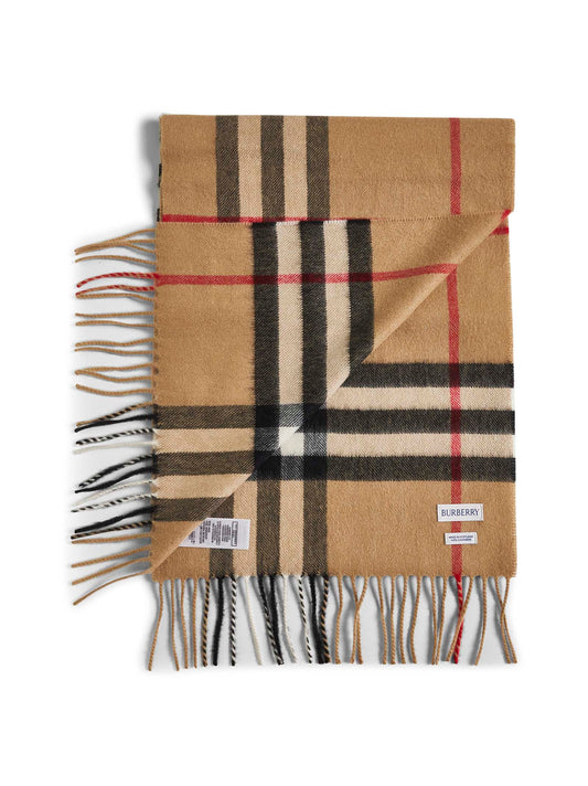Beige Check cashmere scarf