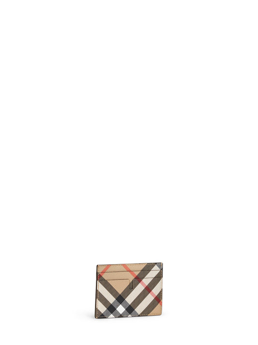 Sand beige Check credit card holder