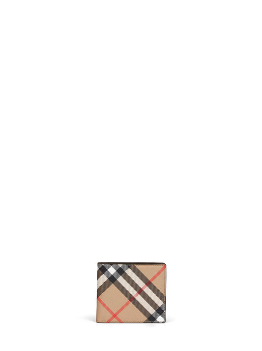 Sand beige Check bi-fold wallet