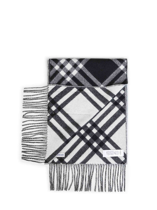 Sciarpa in cashmere Check double face nero