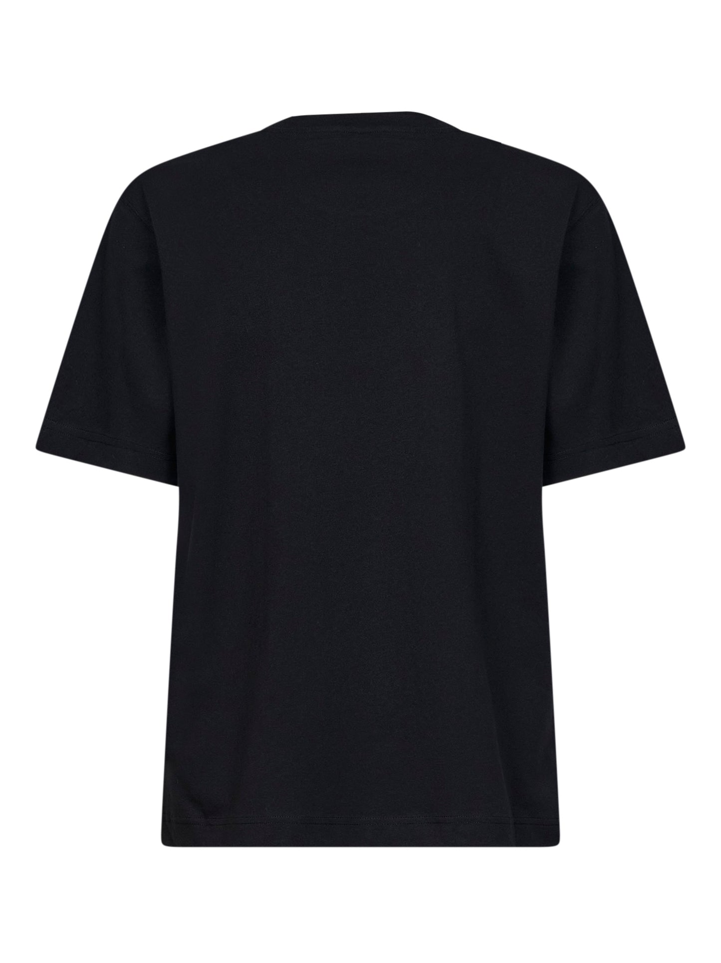 T-shirt in cotone nero con cavaliere a punto croce