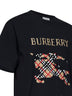 T-shirt in cotone nero con cavaliere a punto croce