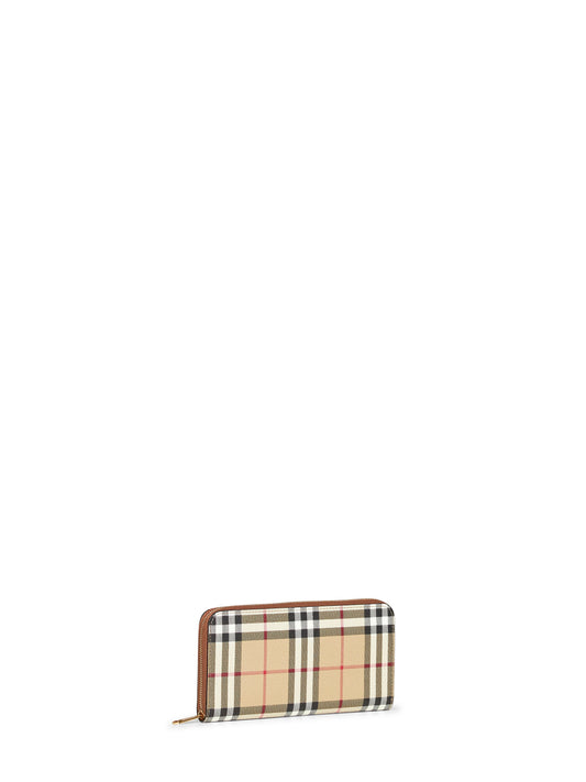Archive beige and brier brown Check zip-around wallet