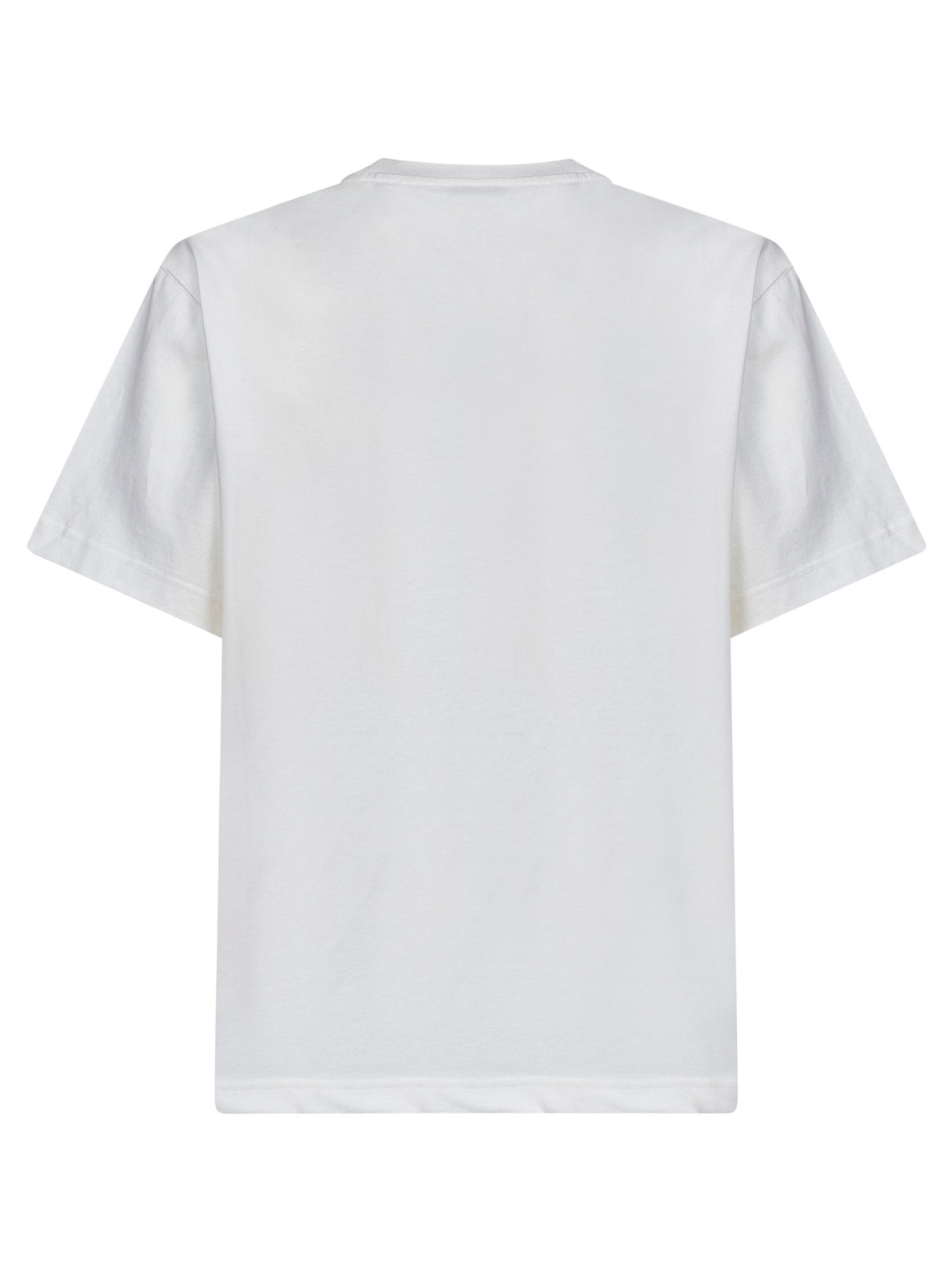 T-shirt in cotone bianco gesso con cavaliere a punto croce