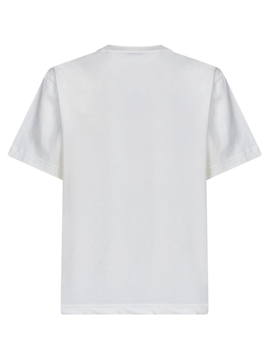 Chalk white cotton T-shirt with cross-stitch knight