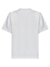 T-shirt in cotone bianco gesso con cavaliere a punto croce
