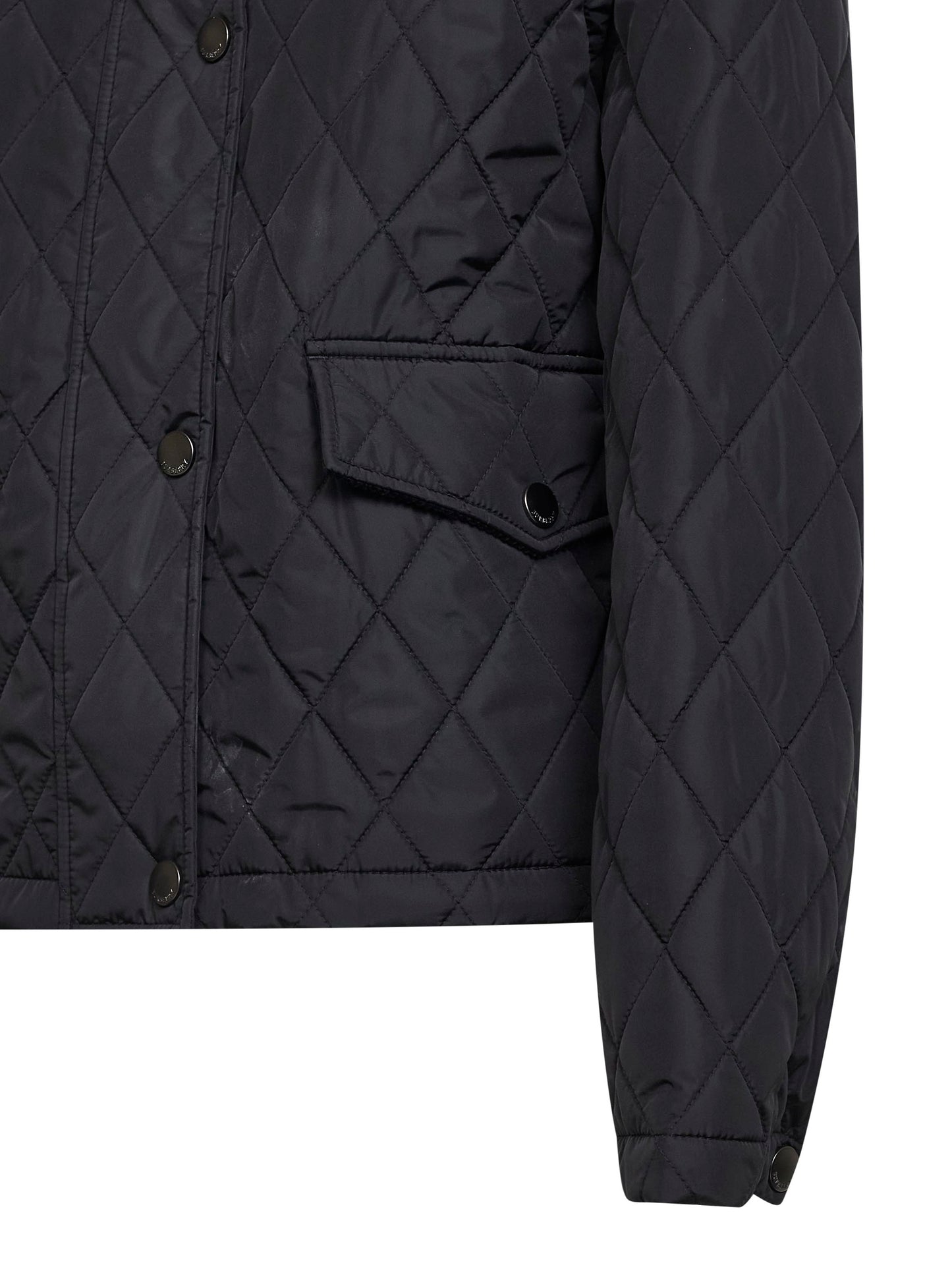 Giacca cropped con cappuccio in nylon trapuntato nero