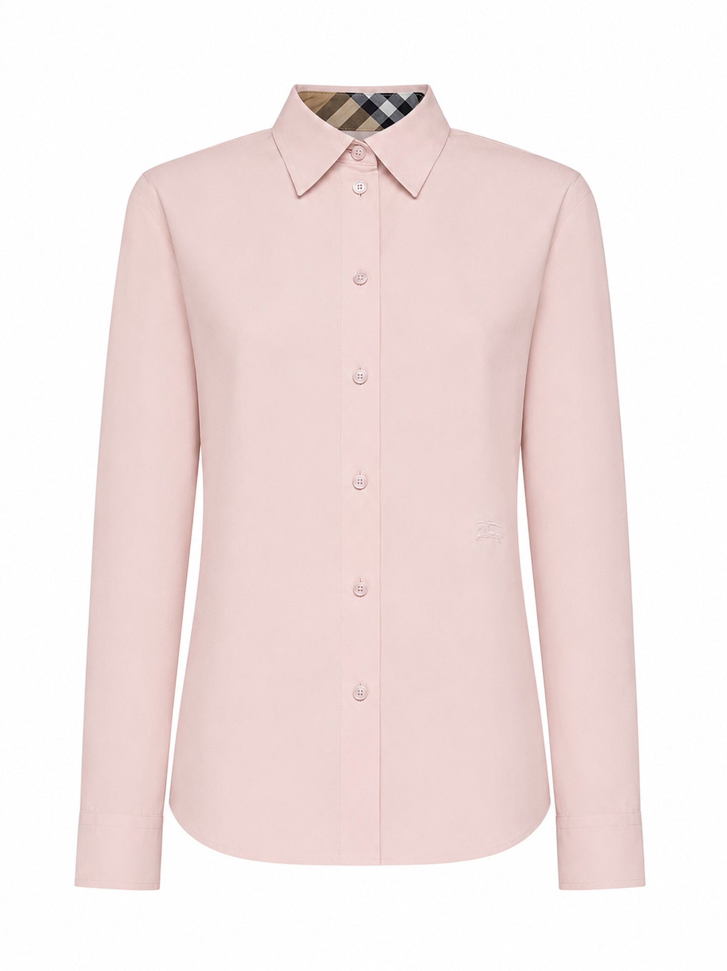 Camicia in popeline di cotone rosa con ricamo EKD