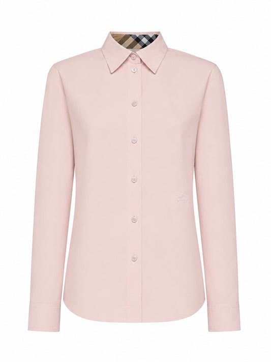 Pink cotton poplin shirt with EKD embroidery
