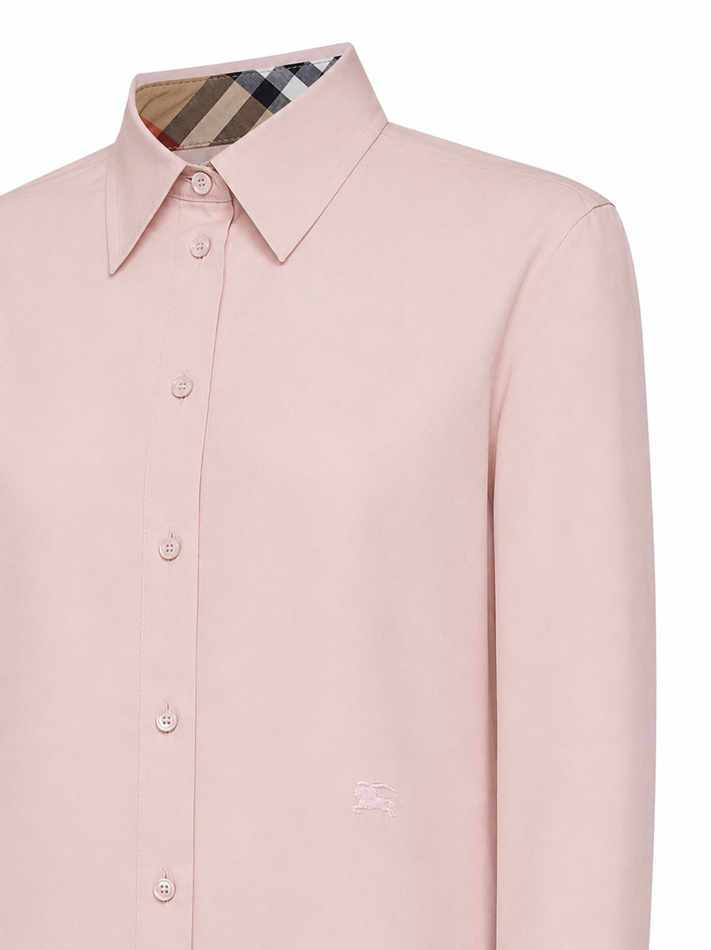 Camicia in popeline di cotone rosa con ricamo EKD