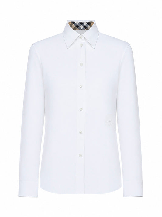 White cotton poplin shirt with EKD embroidery