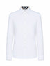 White cotton poplin shirt with EKD embroidery
