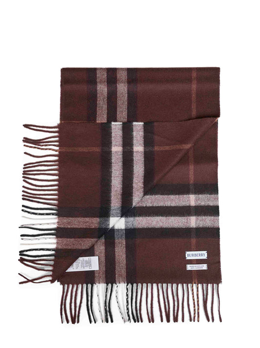 Treacle brown Check cashmere scarf