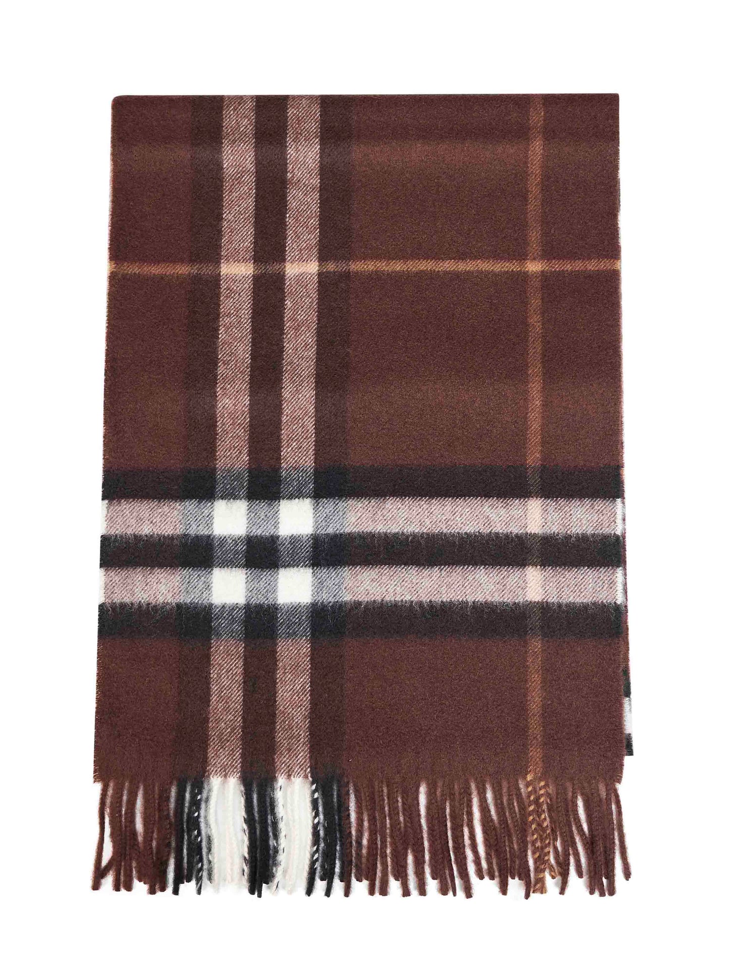 Treacle brown Check cashmere scarf