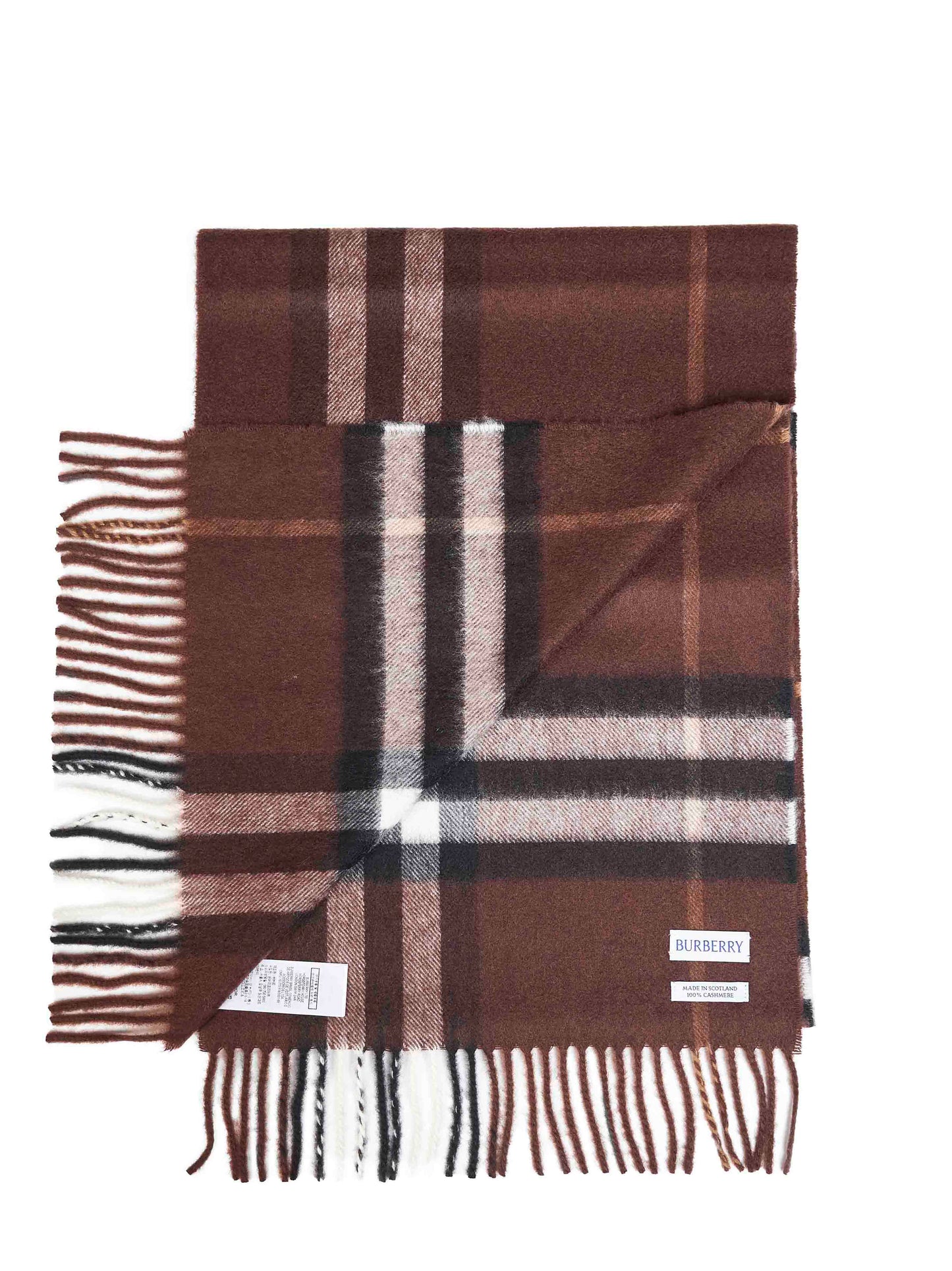 Treacle brown Check cashmere scarf