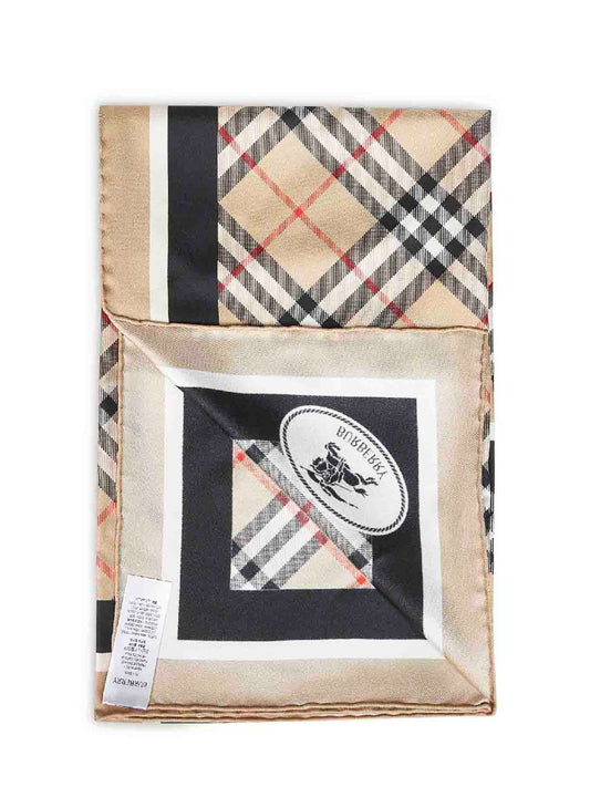 Foulard in twill di seta Check beige sabbia