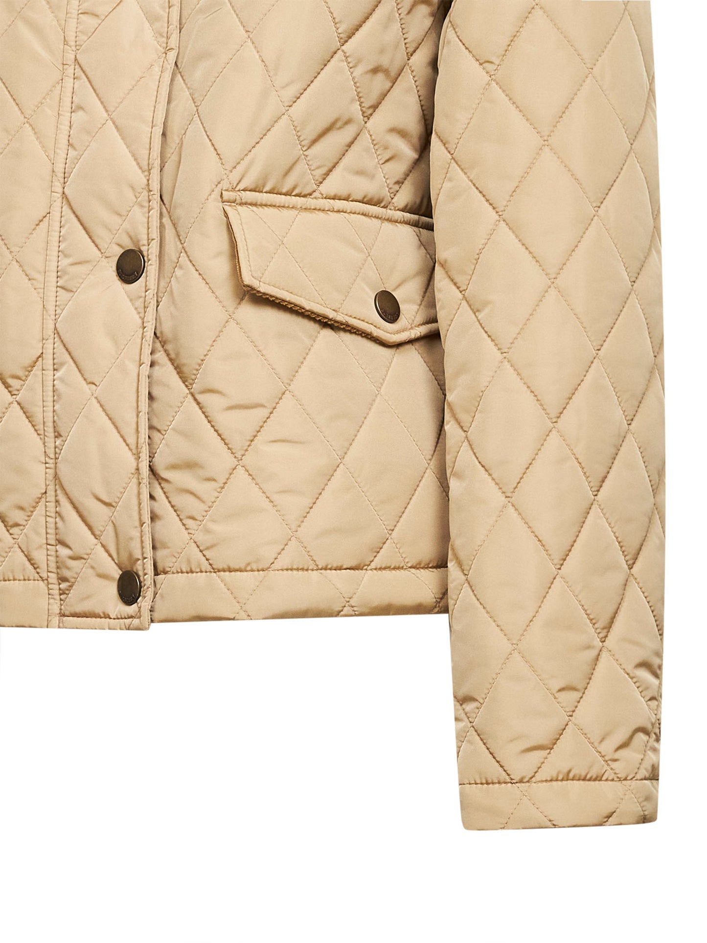 Giacca cropped con cappuccio in nylon trapuntato beige