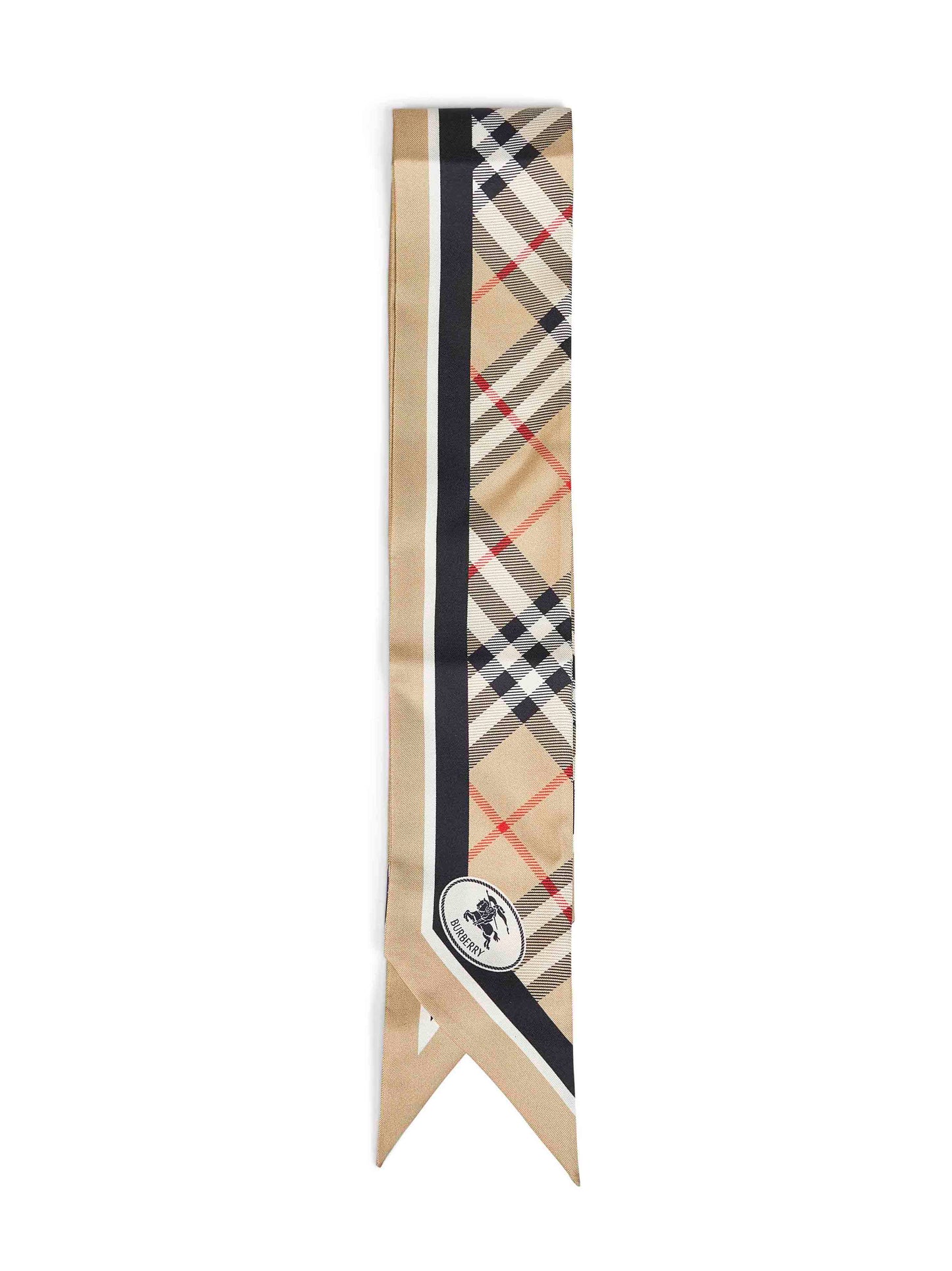 Sand beige Check thin silk twill scarf