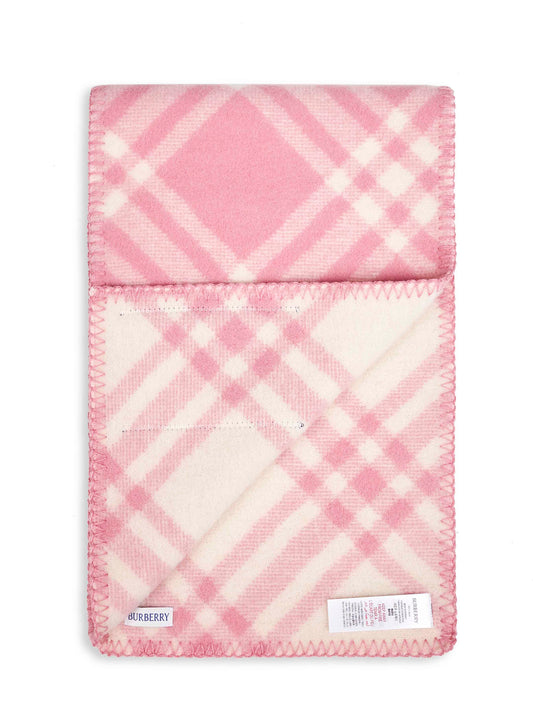 Sciarpa con cappuccio in lana Check rosa