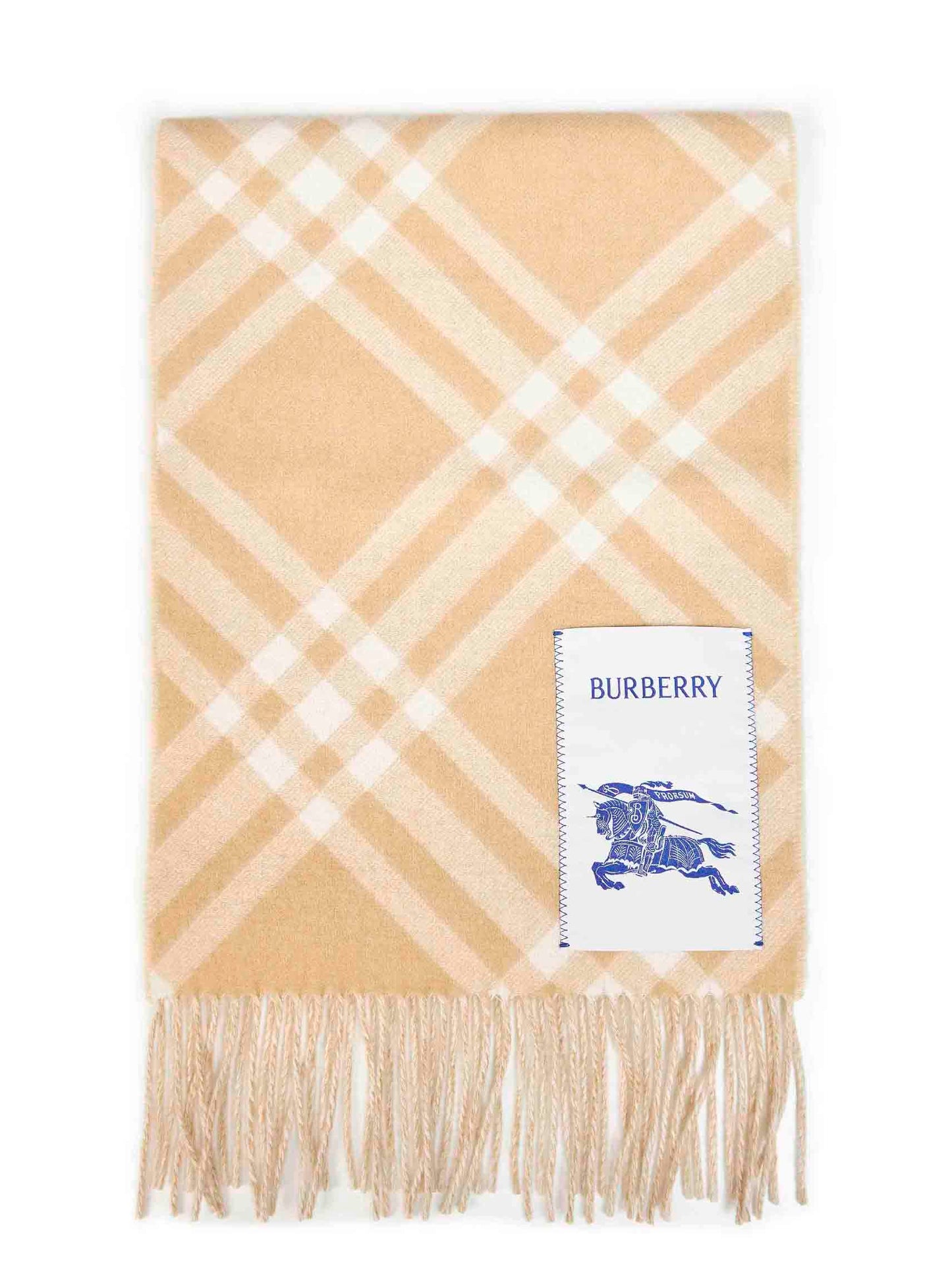 Sand beige Check cashmere scarf