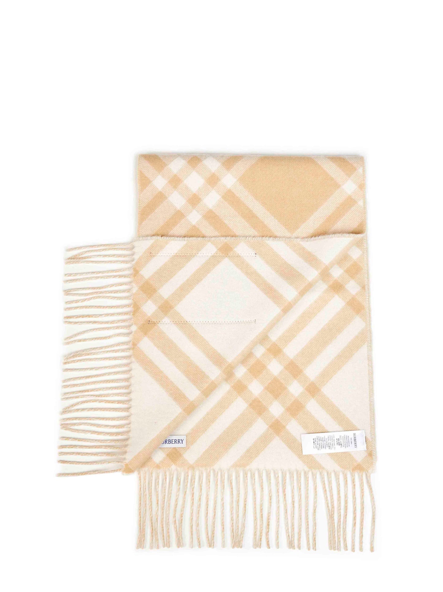 Sand beige Check cashmere scarf