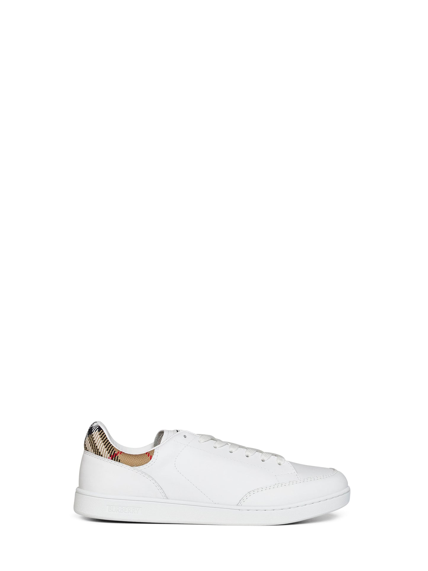 White smooth leather Set sneakers with Check insert