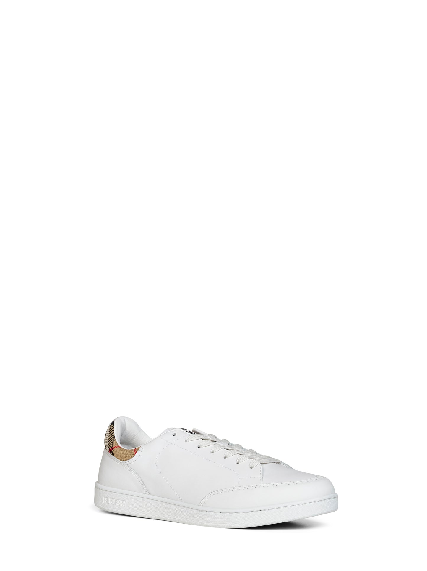 White smooth leather Set sneakers with Check insert