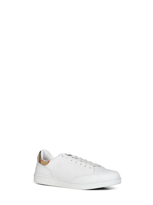 Sneakers Set in pelle liscia bianca con inserto Check