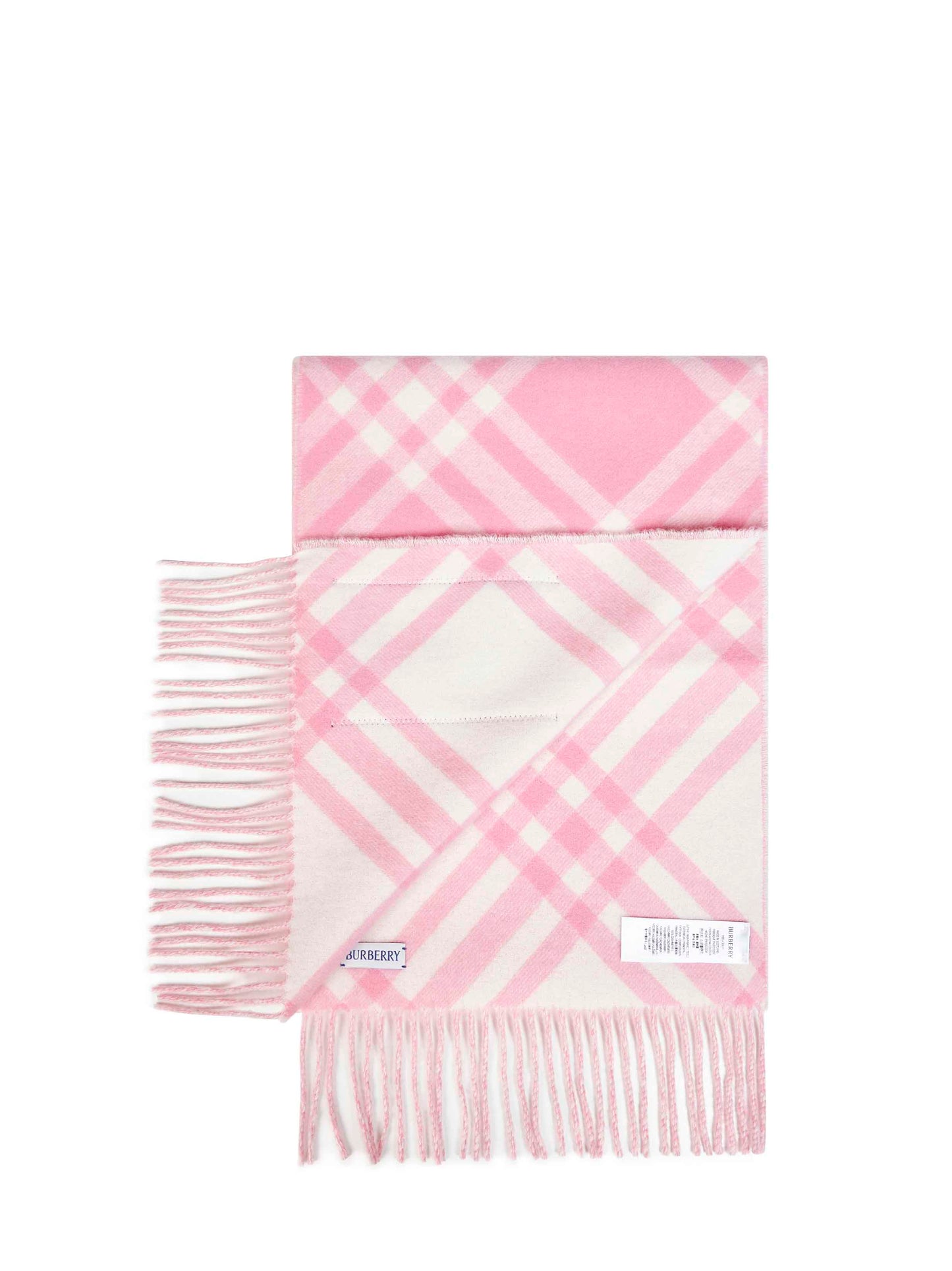 Sugar pink double-face Check cashmere scarf