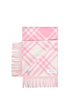 Sugar pink double-face Check cashmere scarf