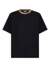 T-shirt in cotone nero con finiture Check