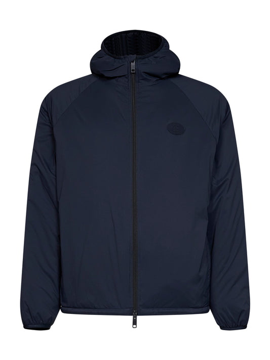 Navy blue nylon Dunwich packable hooded jacket
