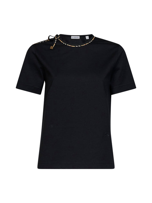 Black cotton T-shirt with Check ties