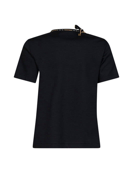 Black cotton T-shirt with Check ties