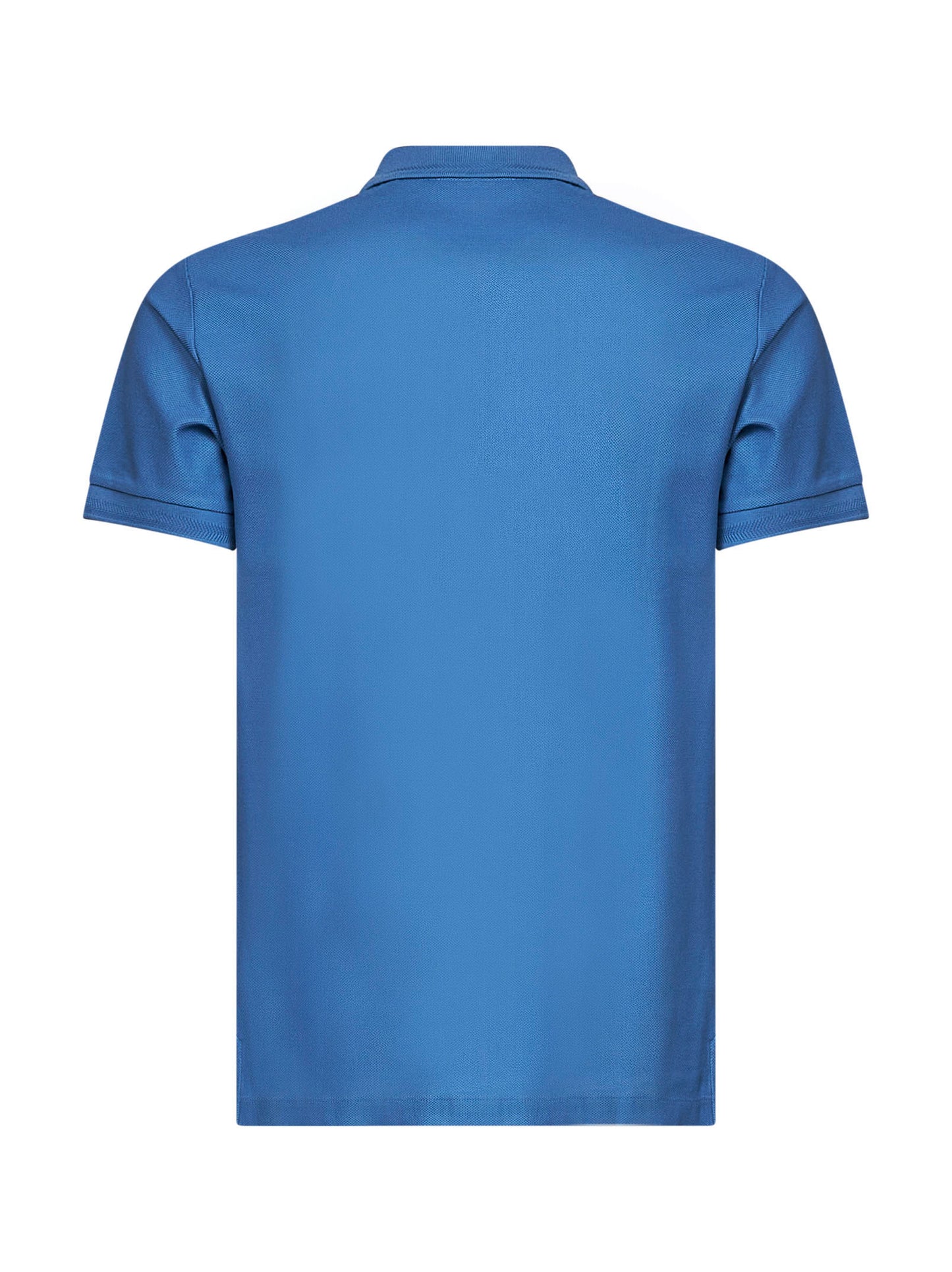 Polo in piquet di cotone azzurro con EKD ricamato