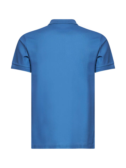 Polo in piquet di cotone azzurro con EKD ricamato