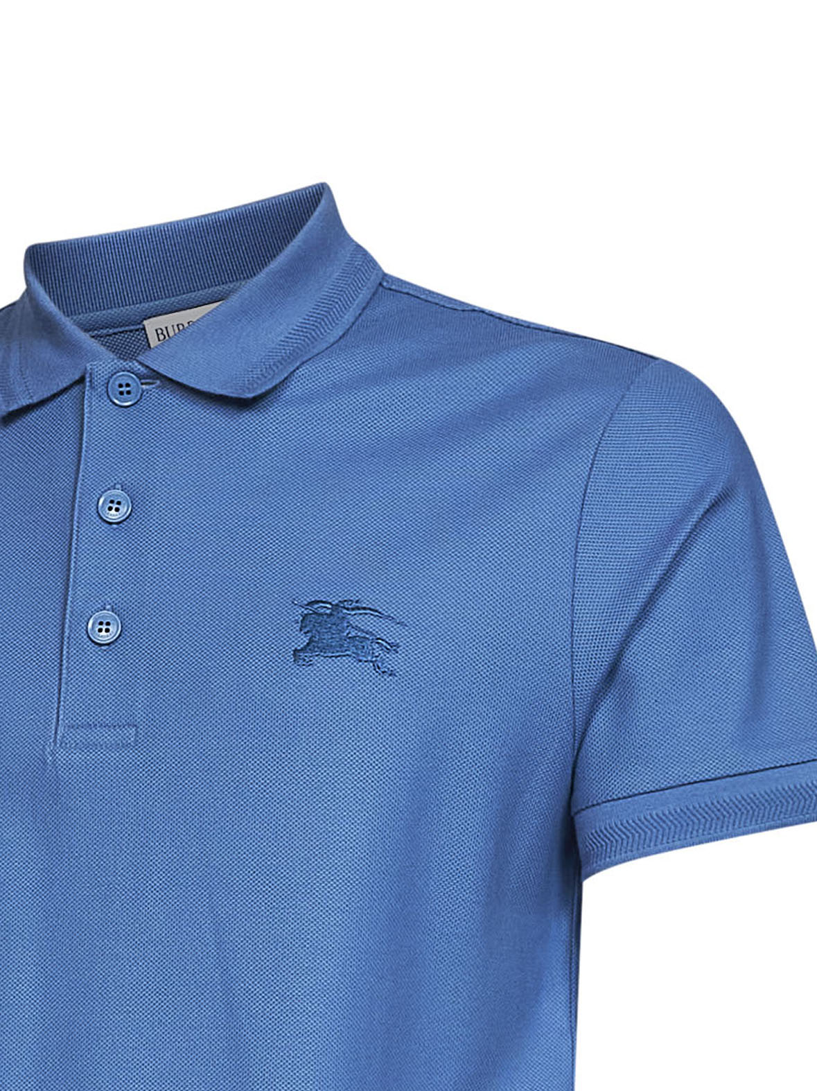 Polo in piquet di cotone azzurro con EKD ricamato