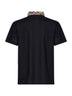 Black cotton pique polo shirt with Check collar