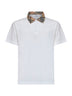 Chalk white cotton pique polo shirt with Check collar