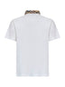 Chalk white cotton pique polo shirt with Check collar