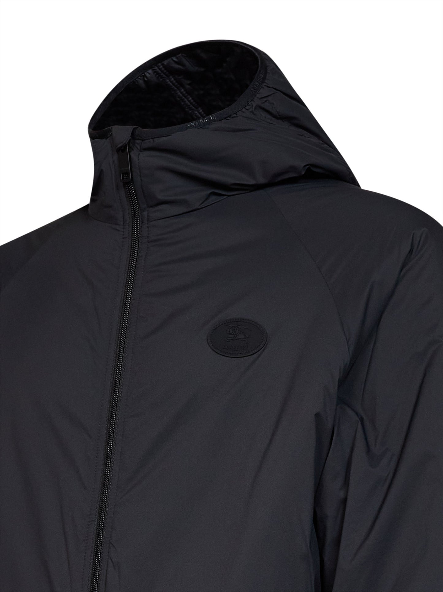 Black nylon Dunwich packable hooded jacket