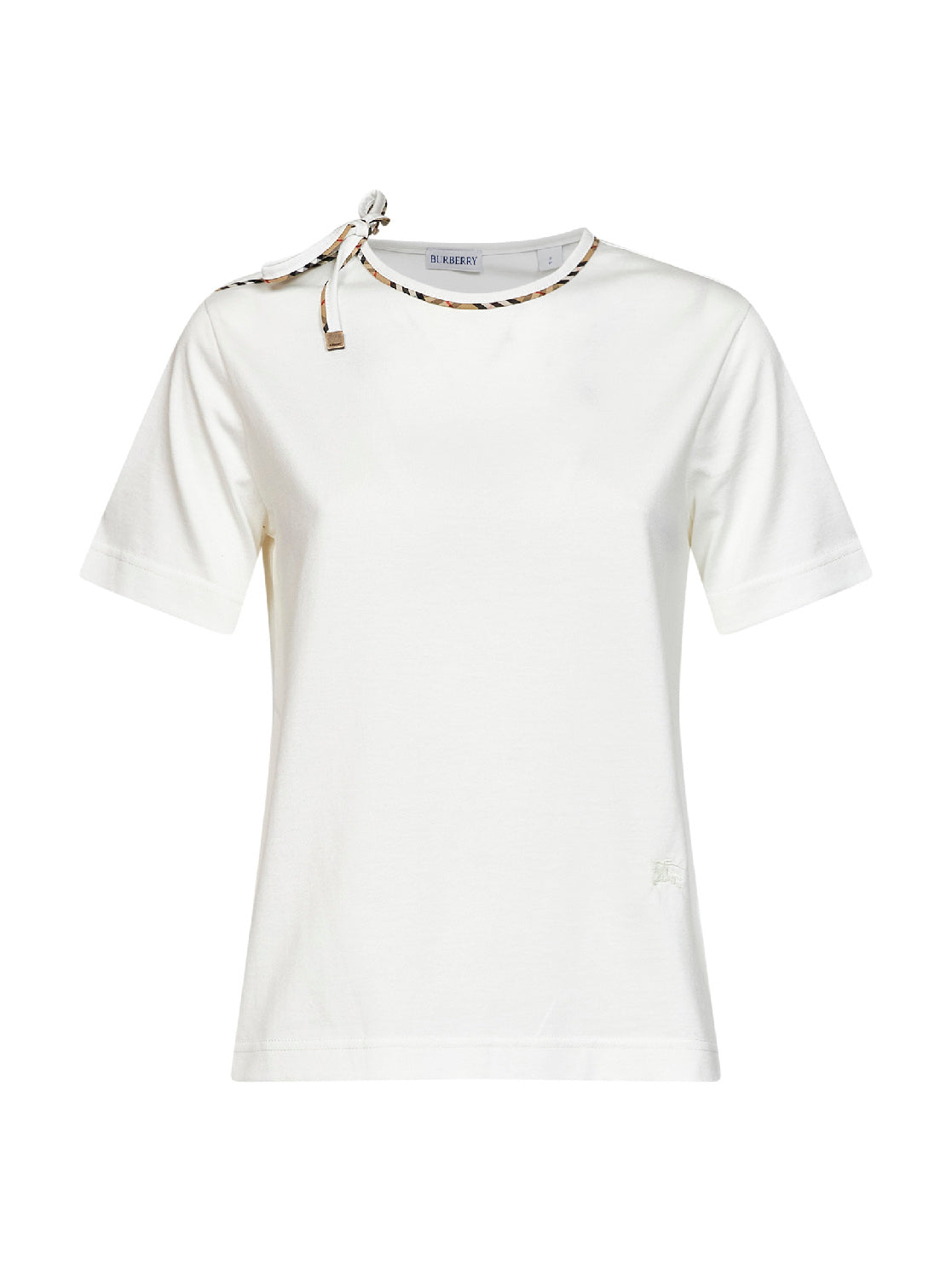 Chalk white cotton T-shirt with Check ties