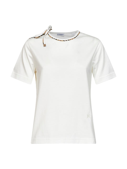 Chalk white cotton T-shirt with Check ties