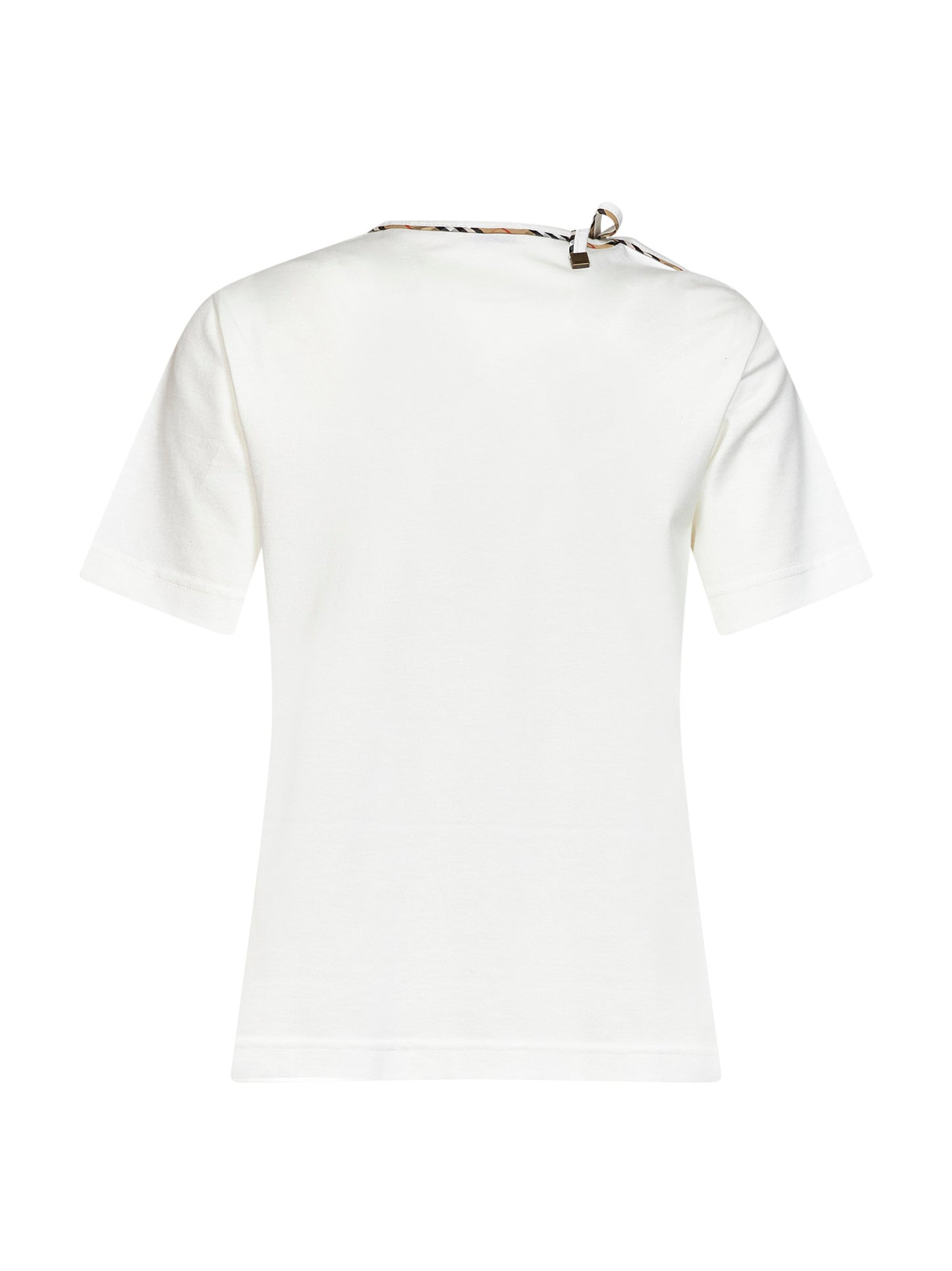 Chalk white cotton T-shirt with Check ties