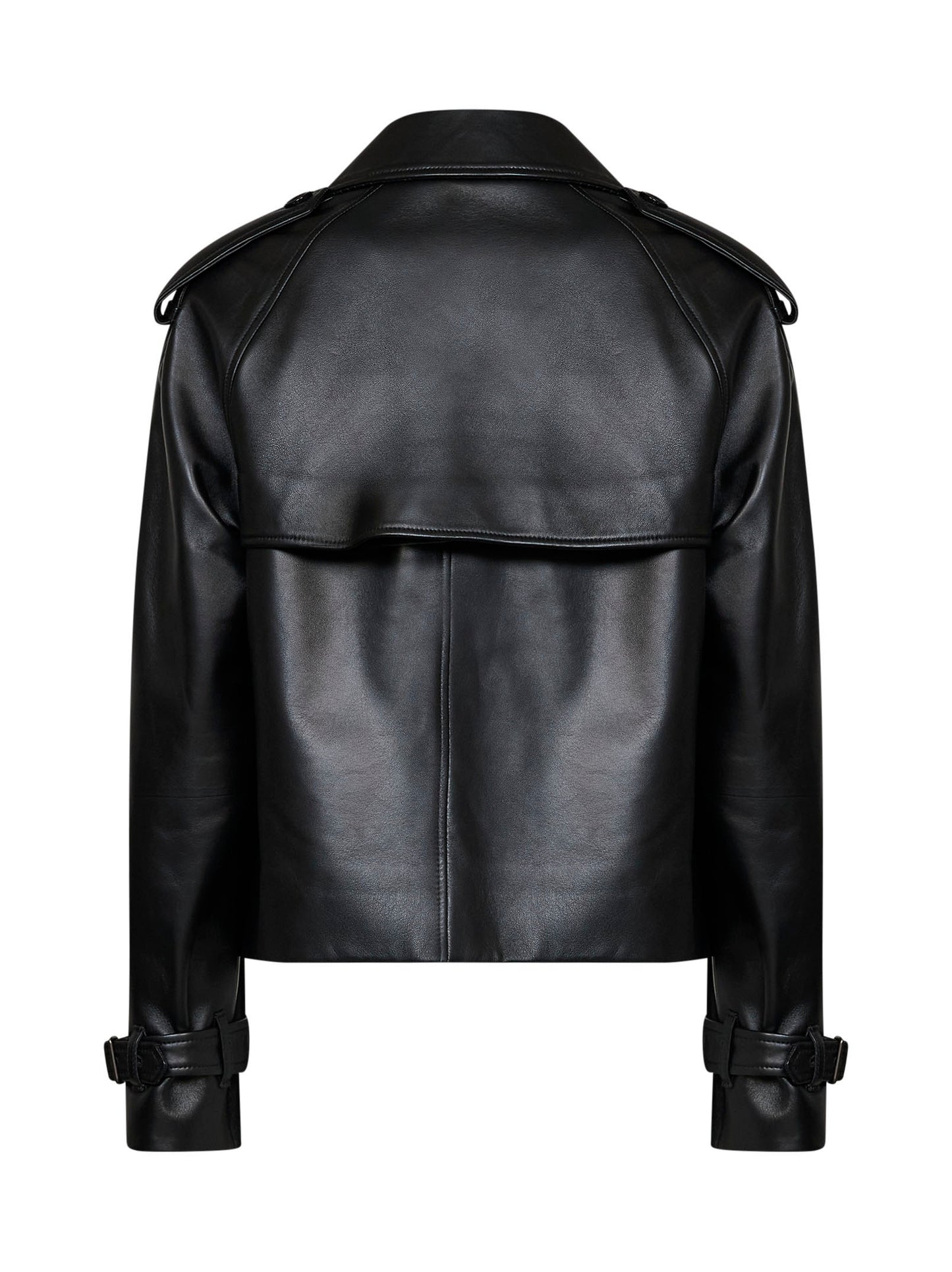 Black leather Mayfair cropped trench jacket