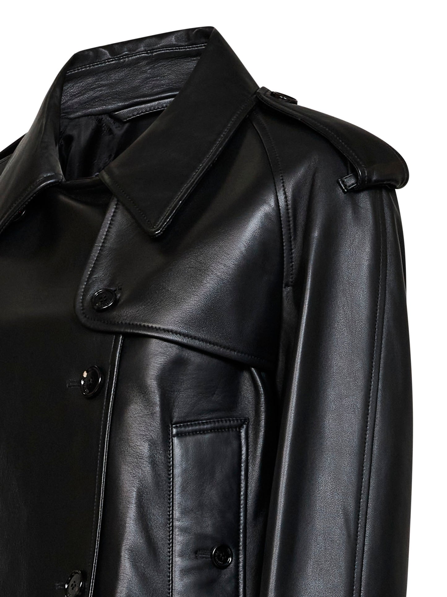 Black leather Mayfair cropped trench jacket