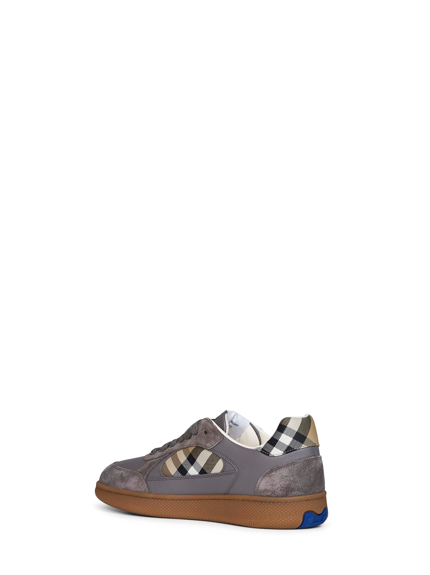 Tower grey and sand beige leather and Check Terrace sneakers