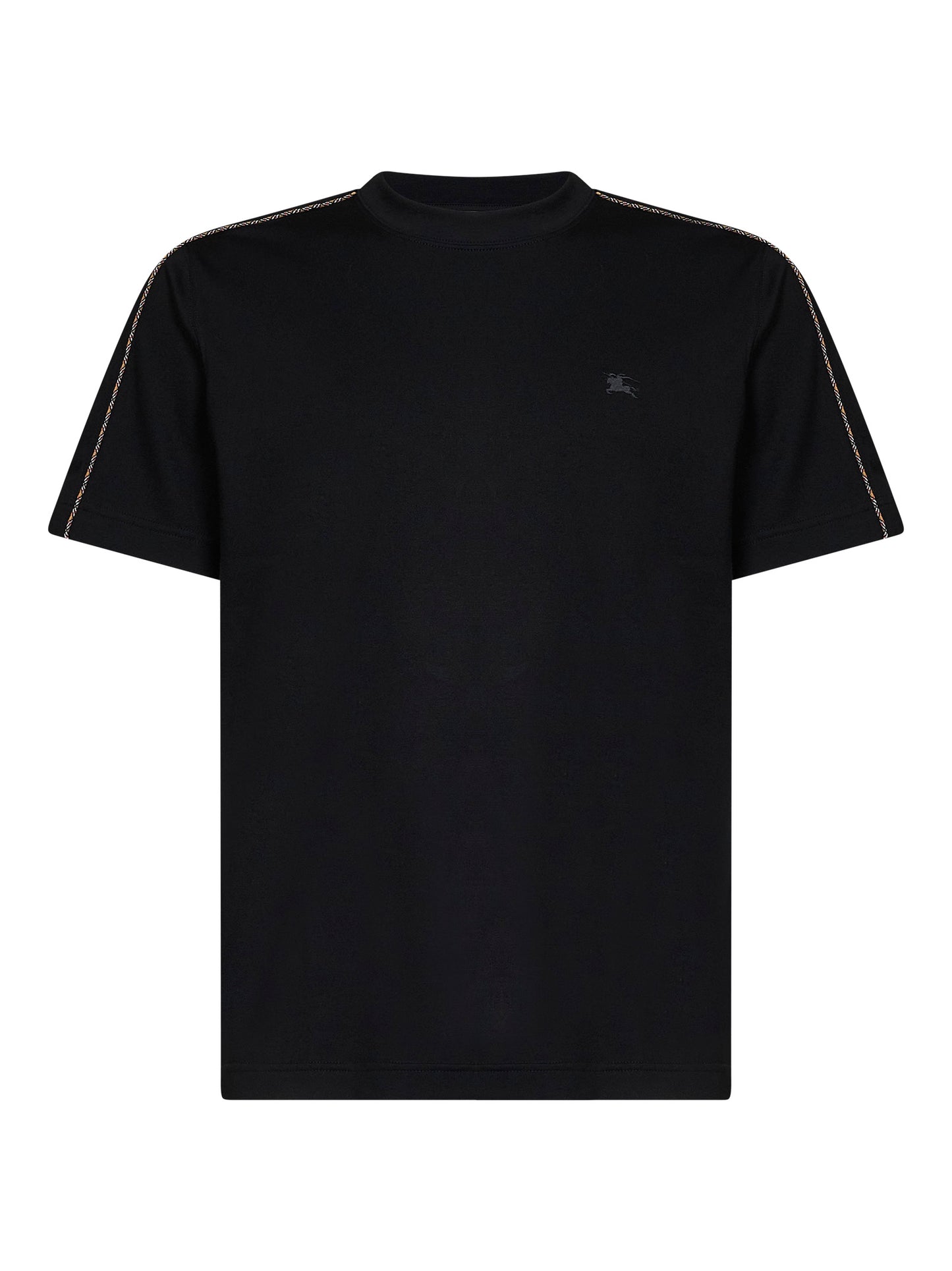 Black cotton T-shirt with Check trims