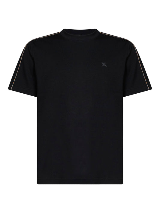T-shirt in cotone nero con profili Check
