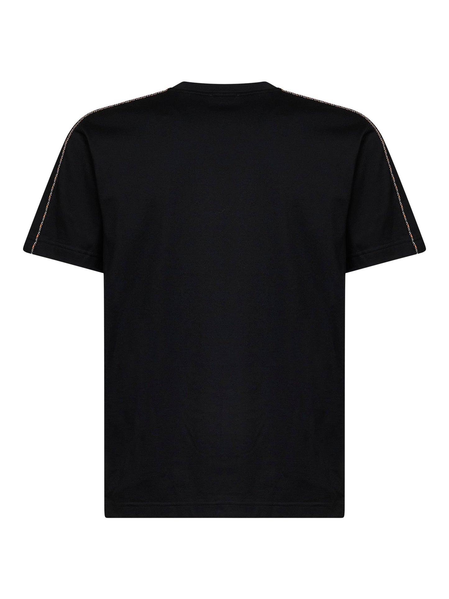 Black cotton T-shirt with Check trims